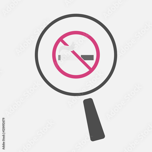 Isolated magnifier with  a no smoking sign