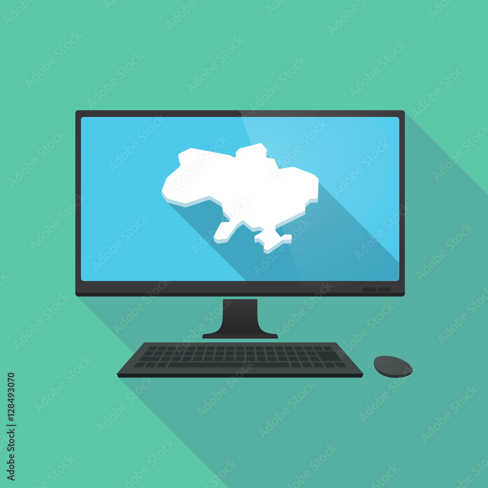 Long shadow pc with the map of Ukraine Long shadow pc with the map of Ukraine