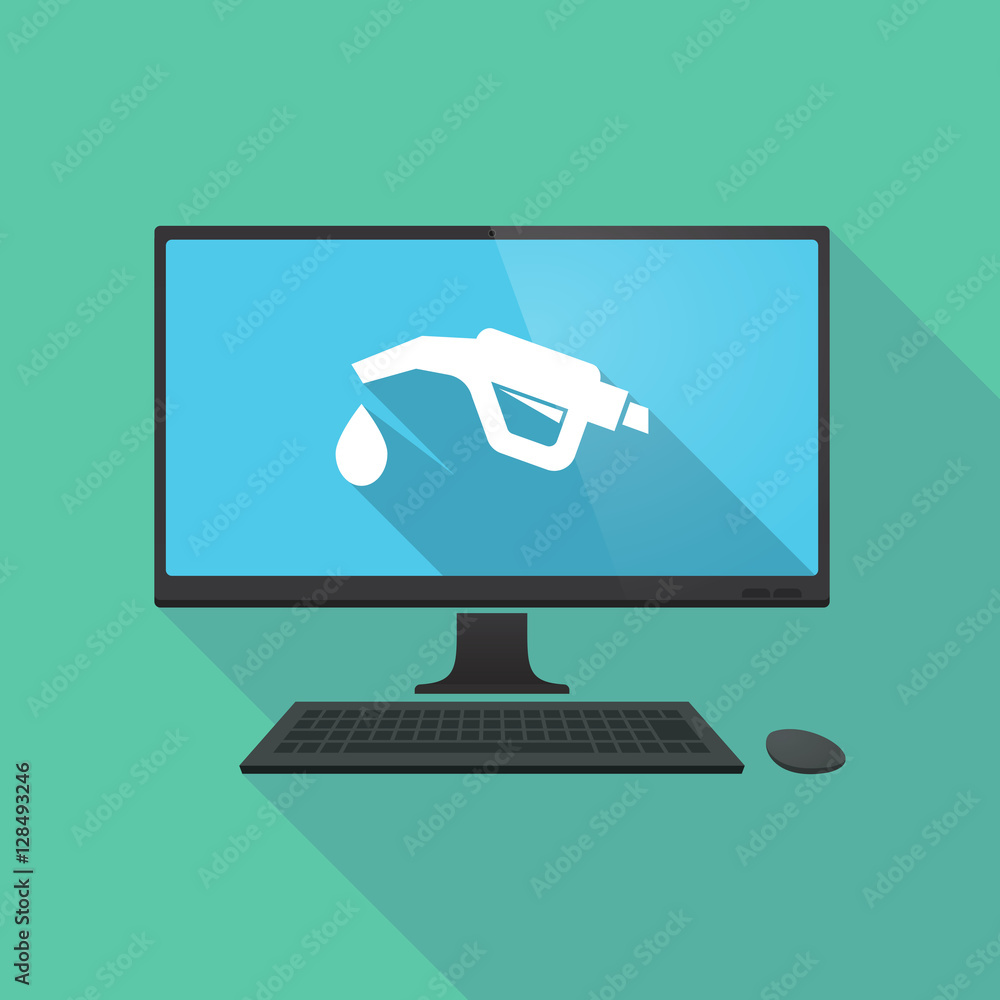 Long shadow pc with a gas hose icon Long shadow pc with a gas hose icon