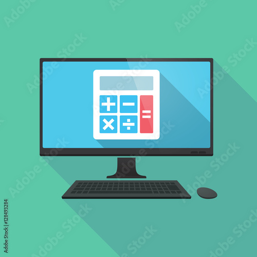 Long shadow pc with  a calculator