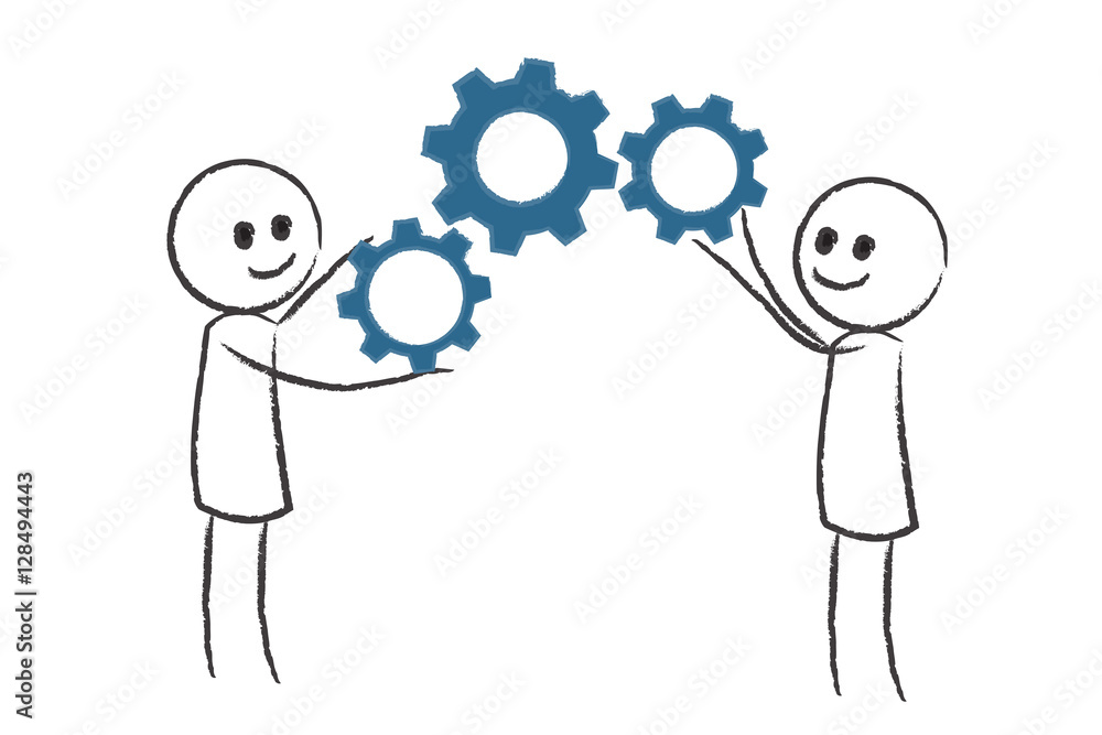 Personen mit Zahnrädern - Teamwork Personen mit Zahnrädern - Teamwork