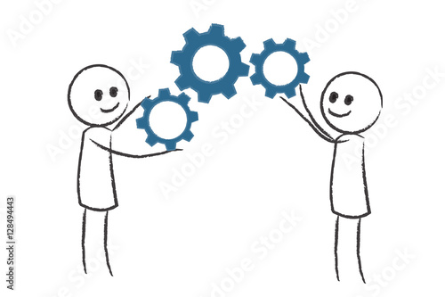 Personen mit Zahnrädern  - Teamwork