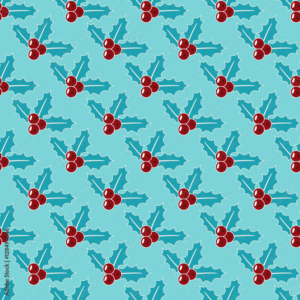 The branches of mistletoe, Seamless Christmas pattern with branches The branches of mistletoe, Seamless Christmas pattern with branches