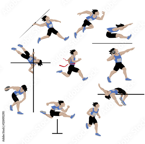 decathlon-athlete, isolated on white background