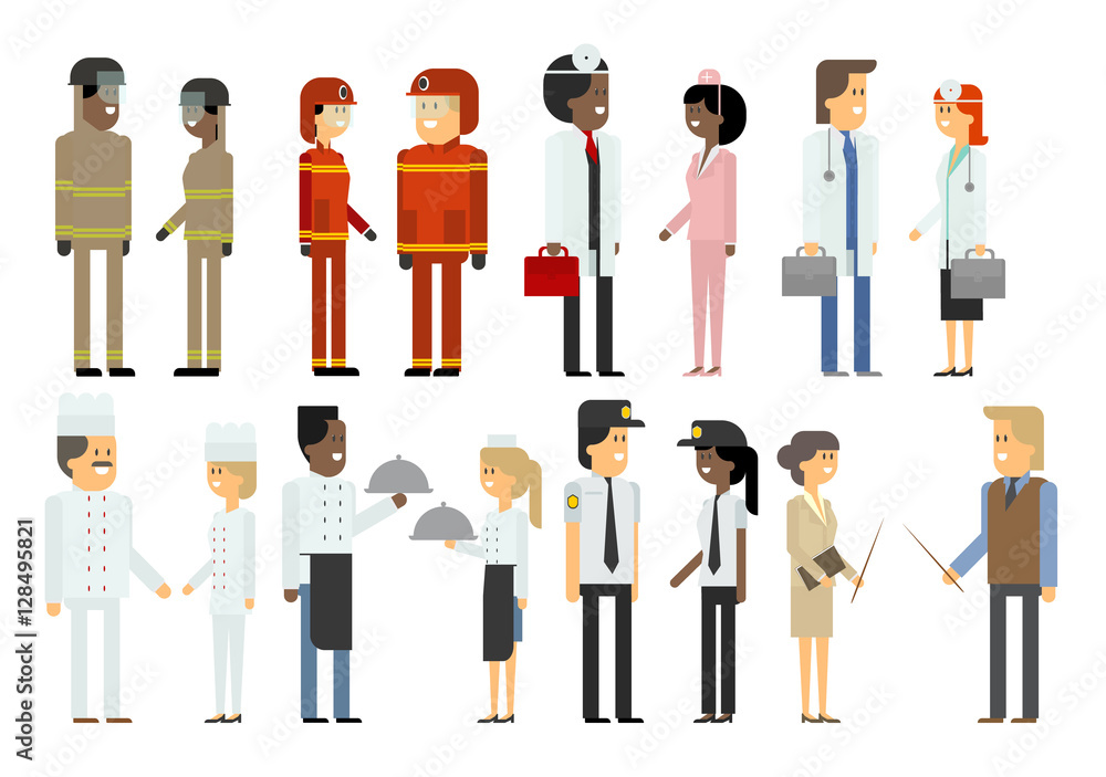 Fototapeta premium People of different professions. Set. Material design vector