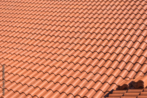 Top view on terracotta schist roof  