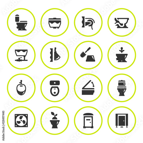 Set round icons of toilet