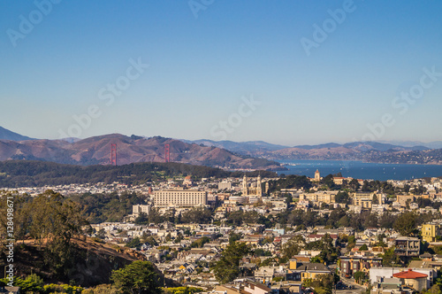 View of San Francisco from a top the Tween Peaks, one sunny day.