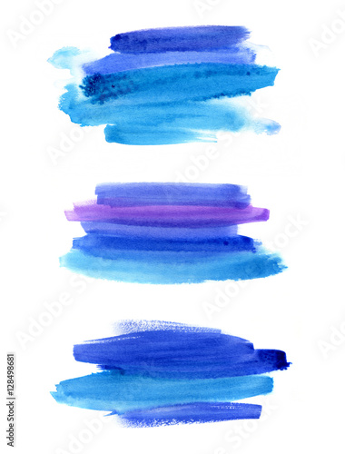 Set of abstract blue watercolor stextures