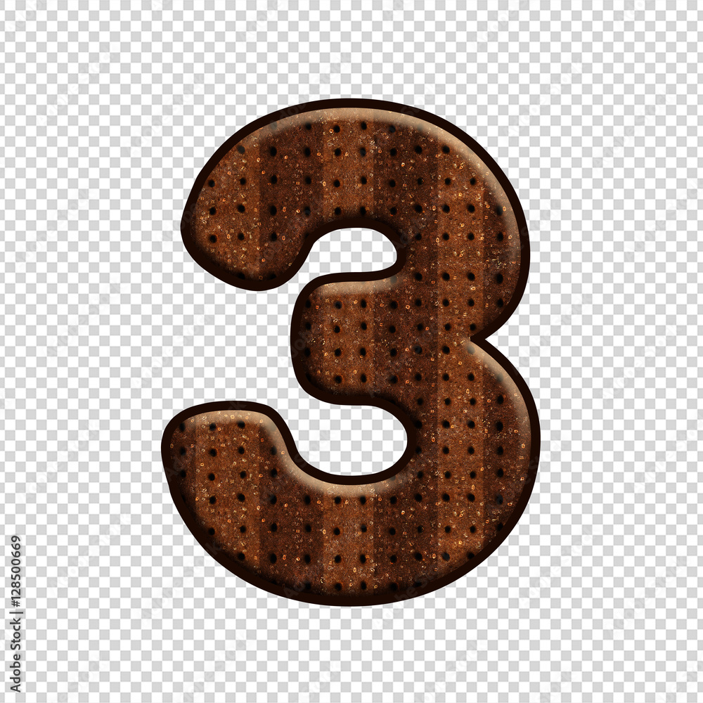 Font Number 3 with Chocolate Biscuit effect. Perfect applicable saved working/ clipping path for design project. Font Number 3 with Chocolate Biscuit effect. Perfect applicable saved working/ clipping path for design project.