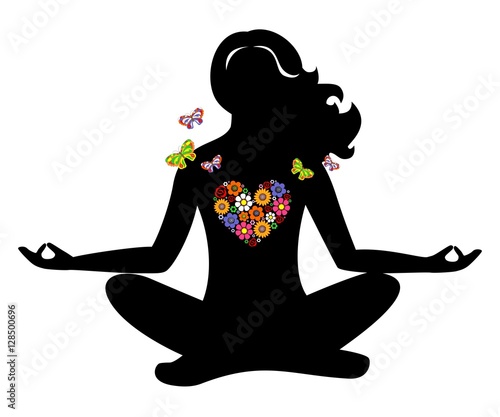 meditation girl flowers