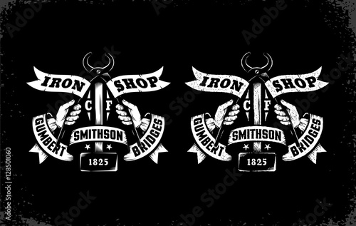 Vintage logo blacksmith workshop in two versions: standard and with letterpress effect. Thorough separationby layers - ease editing.