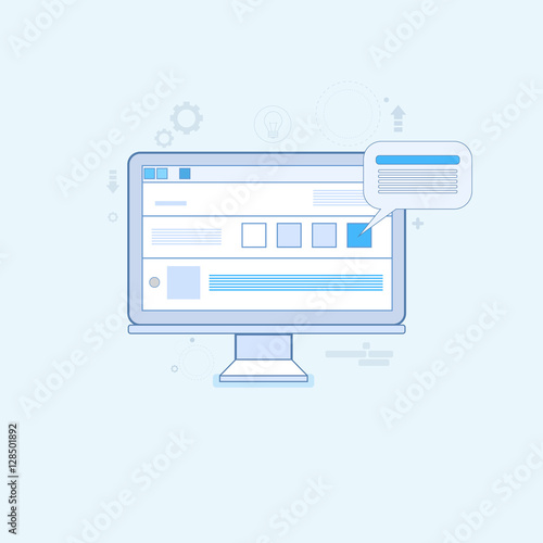 Computer Desktop Workstation Workplace Thin Line Vector