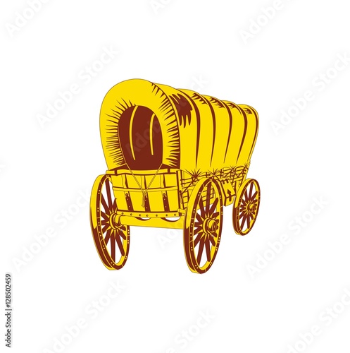 Old wagon. Flat style