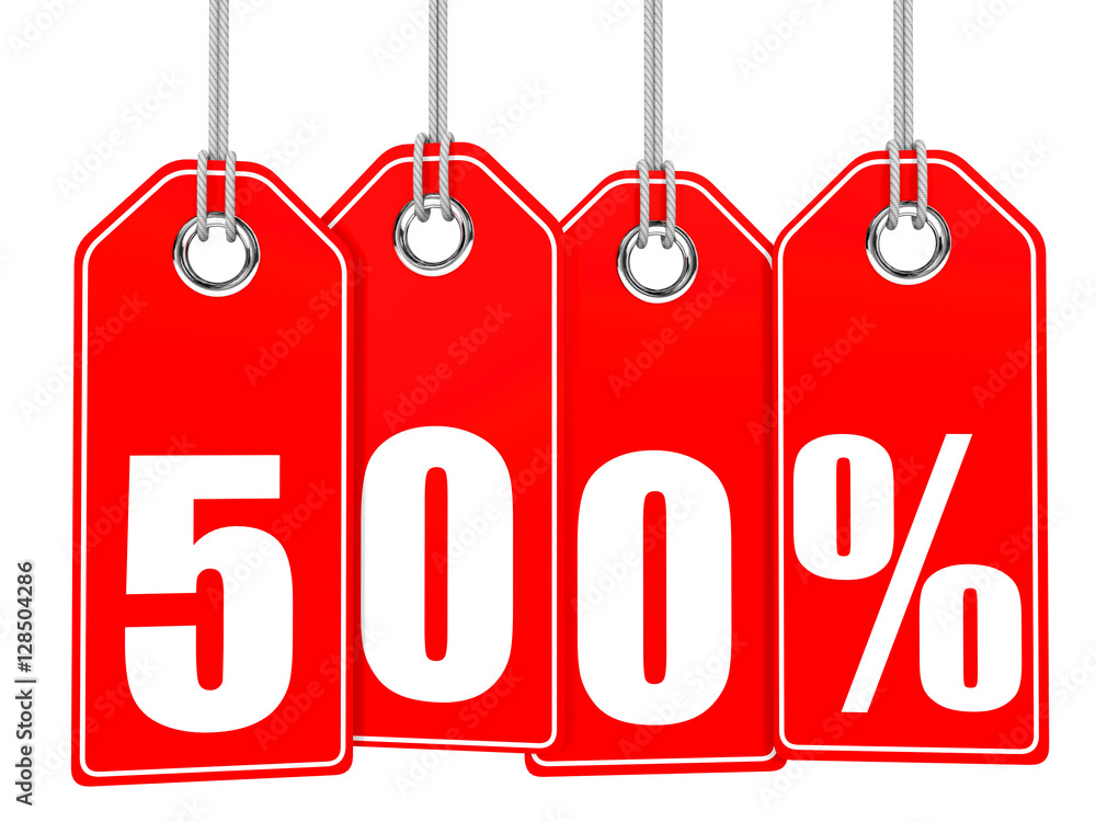 Discount 500 percent off. 3D illustration. Discount 500 percent off. 3D illustration.