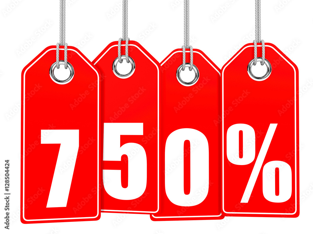 Discount 750 percent off. 3D illustration. Discount 750 percent off. 3D illustration.