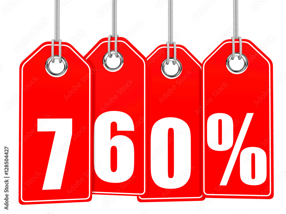 Discount 760 percent off. 3D illustration. Discount 760 percent off. 3D illustration.
