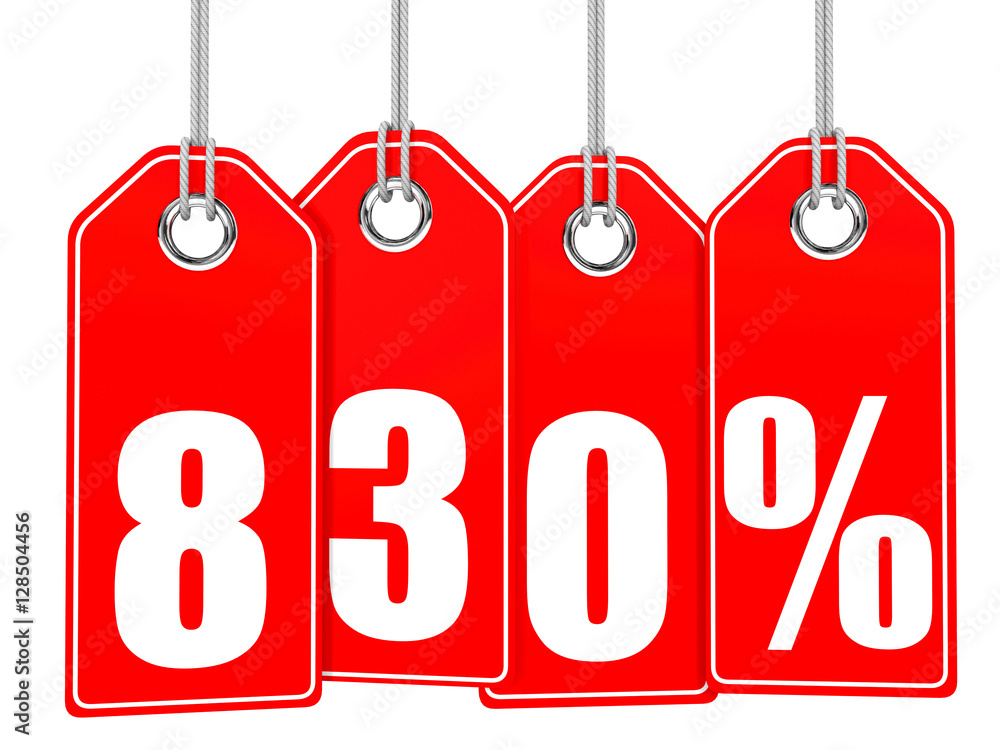 Discount 830 percent off. 3D illustration. Discount 830 percent off. 3D illustration.