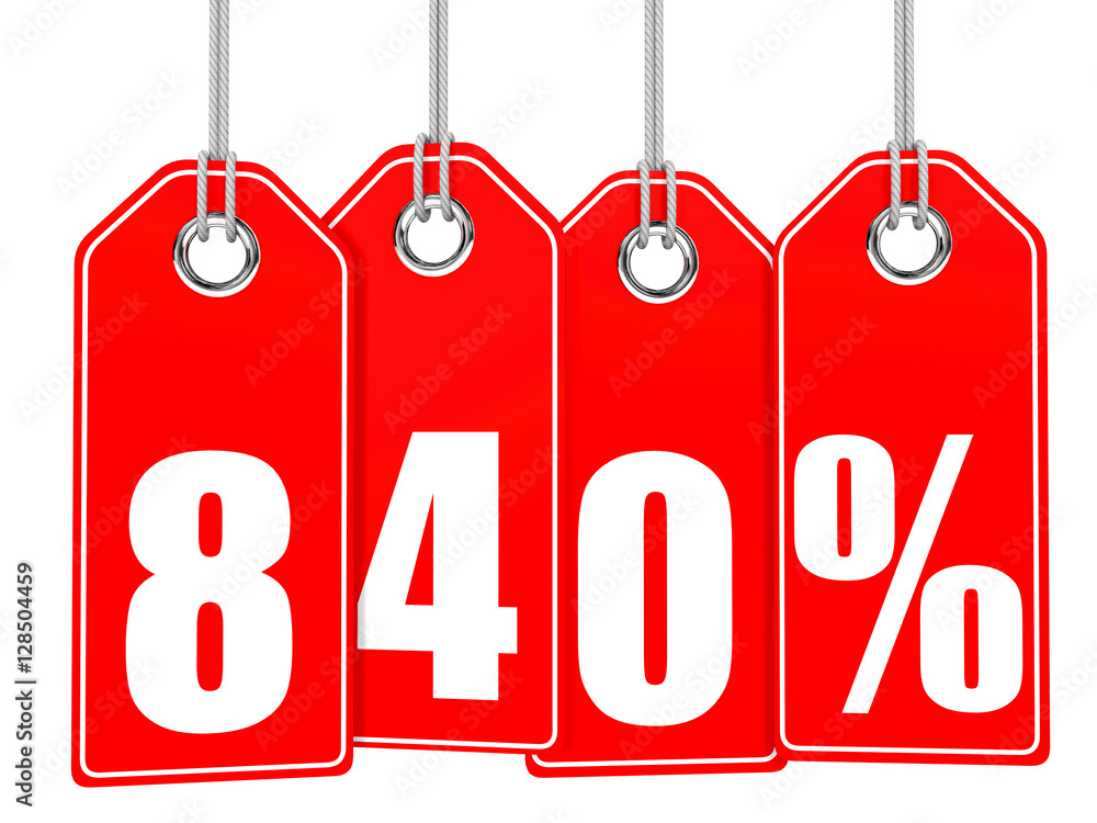 Discount 840 percent off. 3D illustration. Discount 840 percent off. 3D illustration.