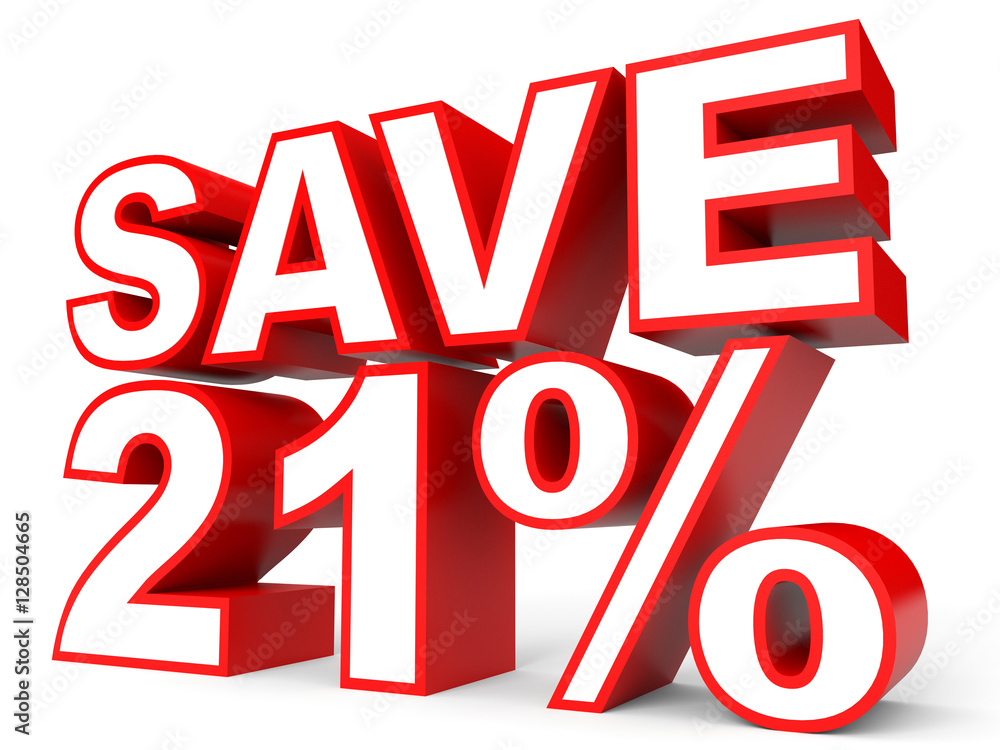 Discount 21 percent off. 3D illustration on white background. Discount 21 percent off. 3D illustration on white background.