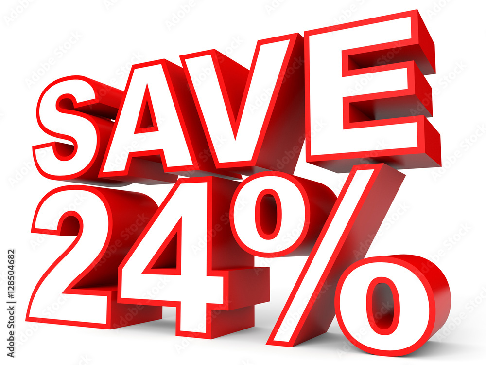 Discount 24 percent off. 3D illustration on white background. Discount 24 percent off. 3D illustration on white background.