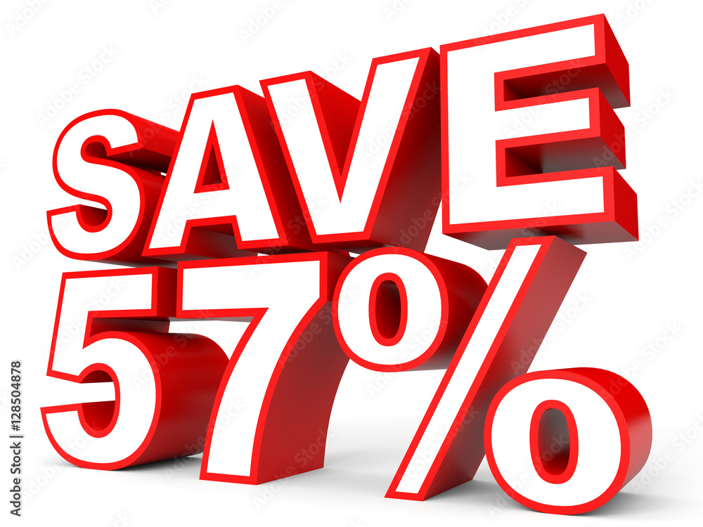 Discount 57 percent off. 3D illustration on white background. Discount 57 percent off. 3D illustration on white background.
