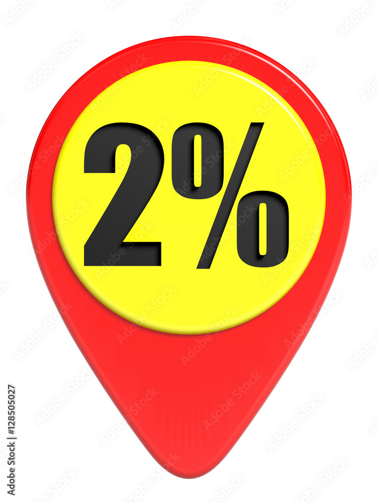 Discount 2 percent off. 3D illustration on white background. Discount 2 percent off. 3D illustration on white background.