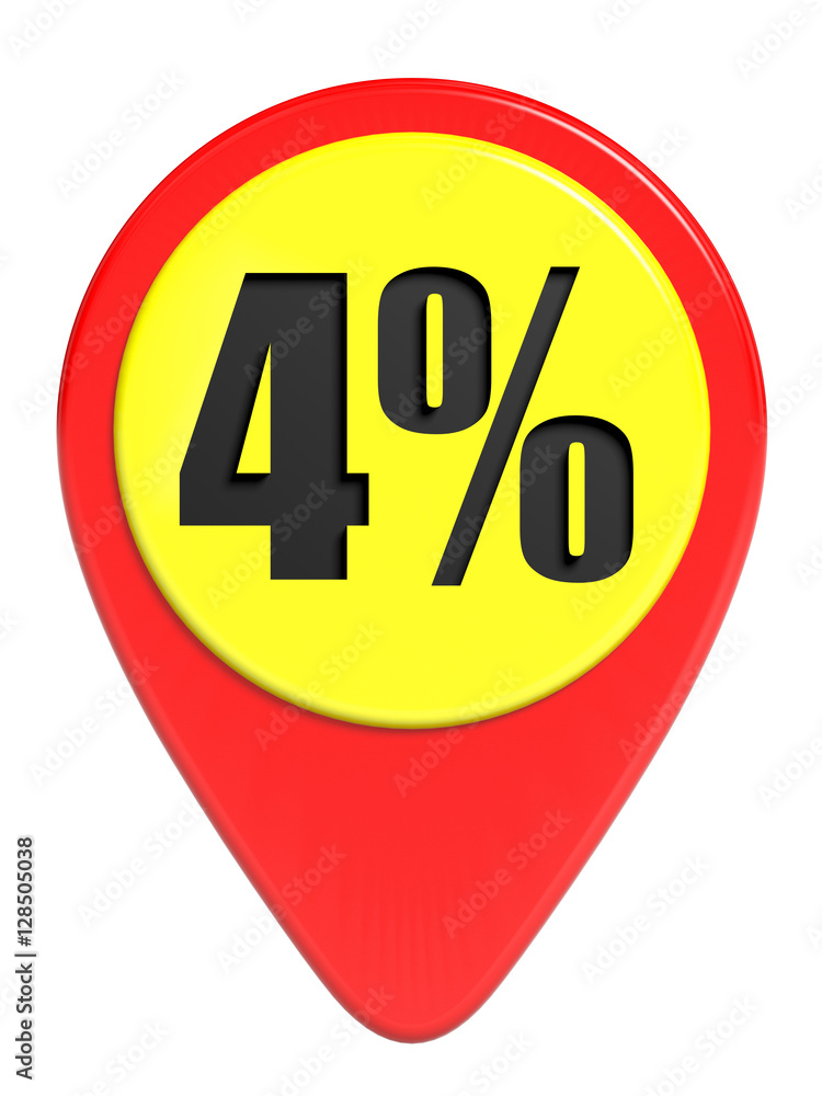 Discount 4 percent off. 3D illustration on white background. Discount 4 percent off. 3D illustration on white background.