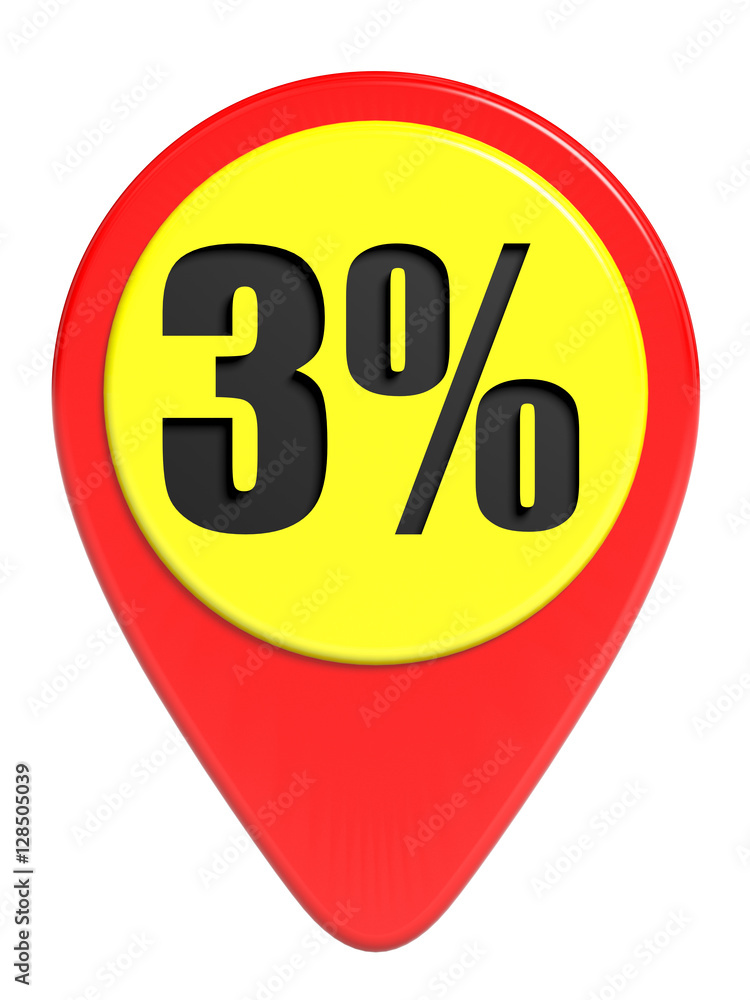 Discount 3 percent off. 3D illustration on white background. Discount 3 percent off. 3D illustration on white background.