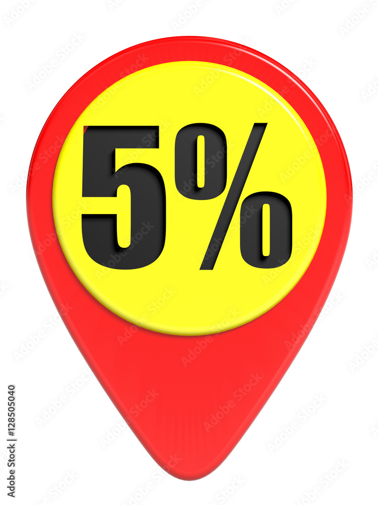 Discount 5 percent off. 3D illustration on white background. Discount 5 percent off. 3D illustration on white background.