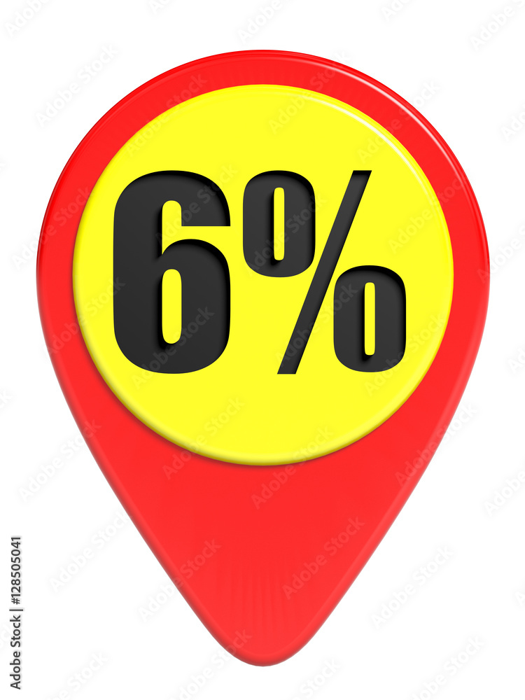 Discount 6 percent off. 3D illustration on white background. Discount 6 percent off. 3D illustration on white background.