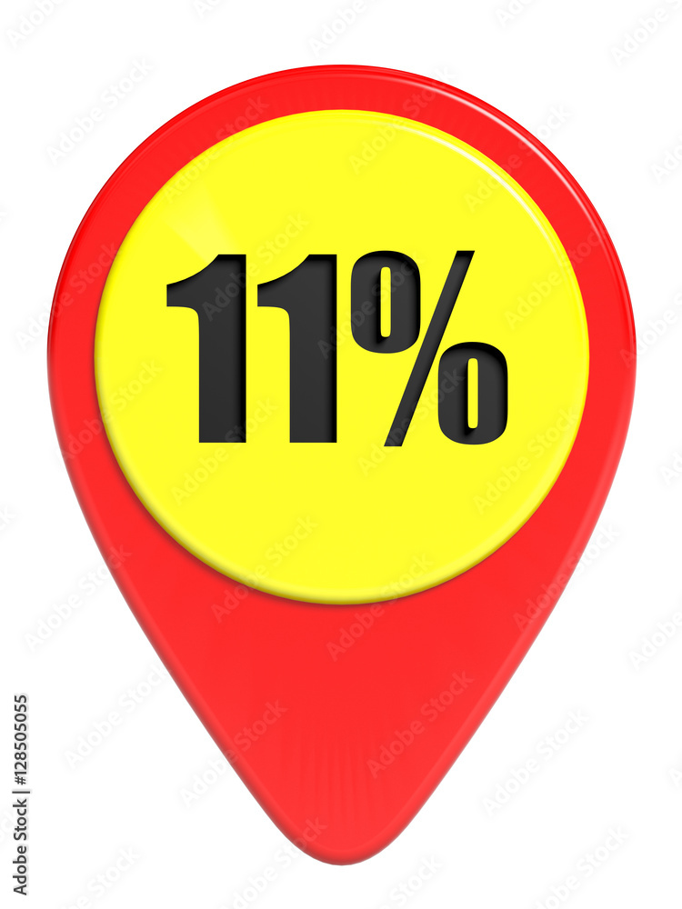 Discount 11 percent off. 3D illustration on white background. Discount 11 percent off. 3D illustration on white background.