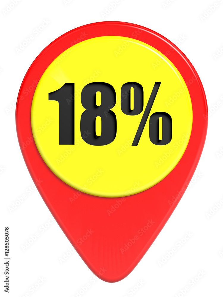 Discount 18 percent off. 3D illustration on white background. Discount 18 percent off. 3D illustration on white background.