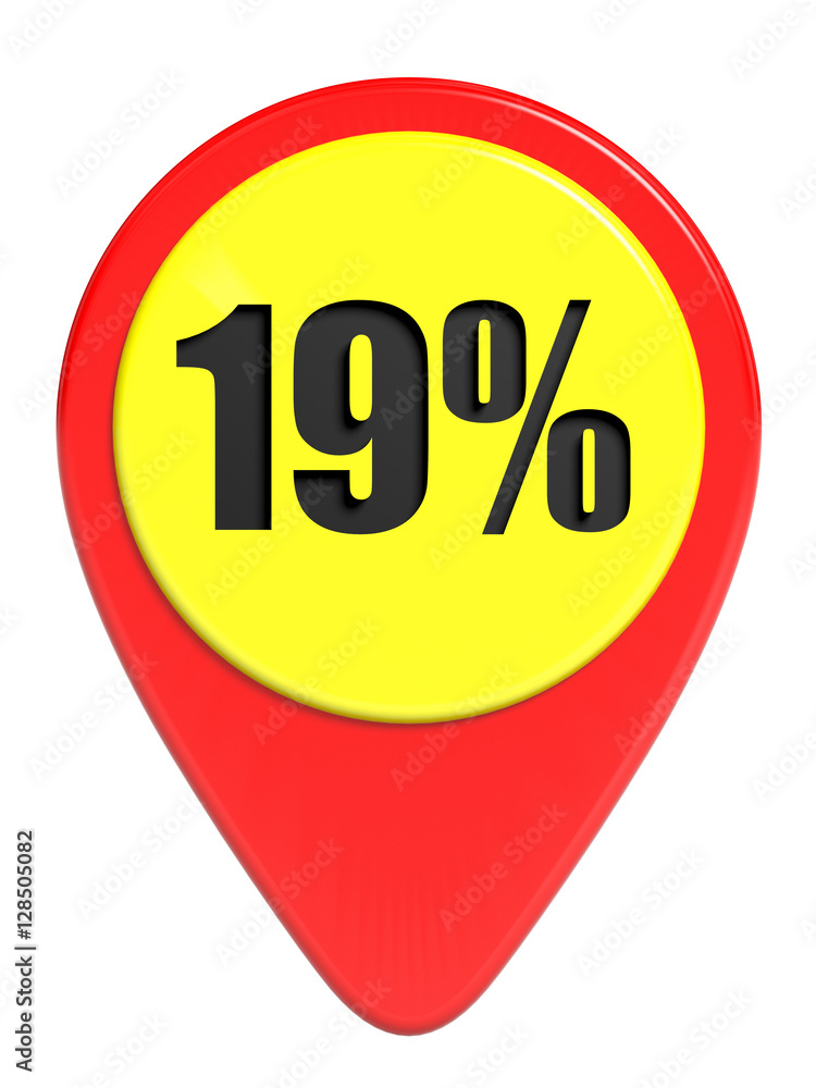 Discount 19 percent off. 3D illustration on white background. Discount 19 percent off. 3D illustration on white background.