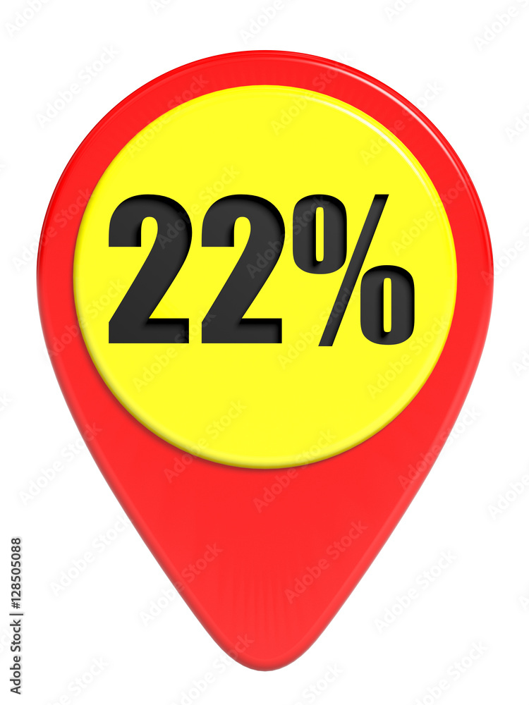 Discount 22 percent off. 3D illustration on white background. Discount 22 percent off. 3D illustration on white background.