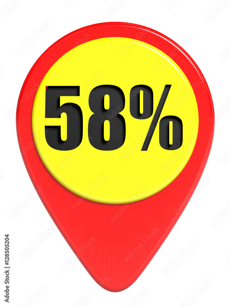 Discount 58 percent off. 3D illustration on white background. Discount 58 percent off. 3D illustration on white background.