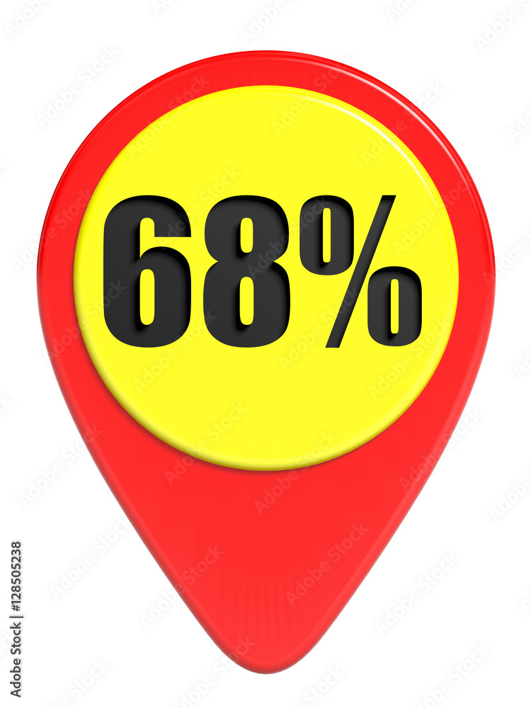 Discount 68 percent off. 3D illustration on white background. Discount 68 percent off. 3D illustration on white background.