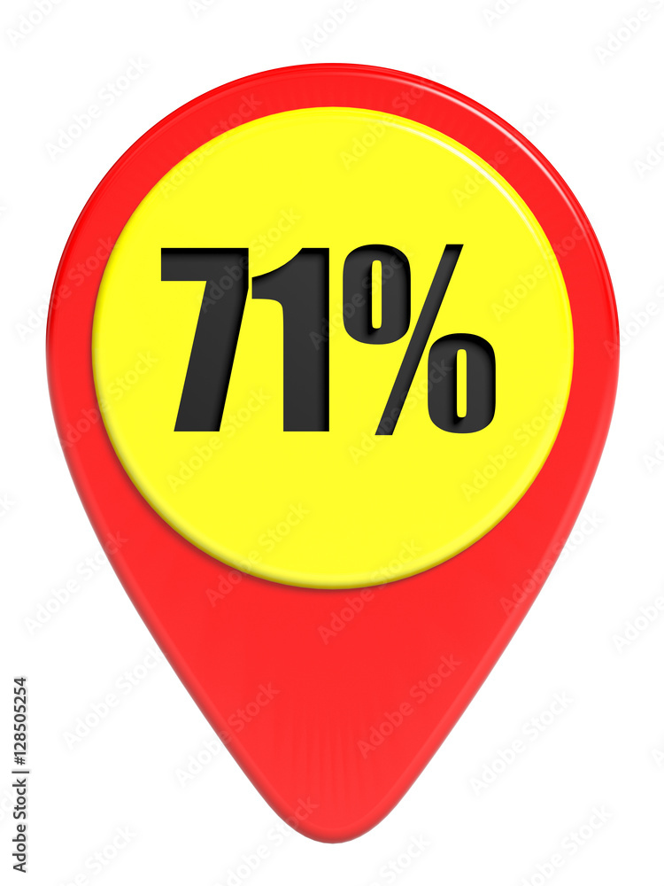 Discount 71 percent off. 3D illustration on white background. Discount 71 percent off. 3D illustration on white background.