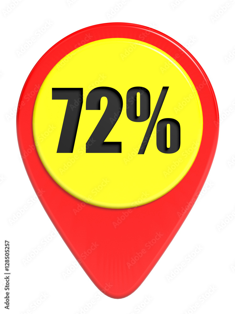 Discount 72 percent off. 3D illustration on white background. Discount 72 percent off. 3D illustration on white background.