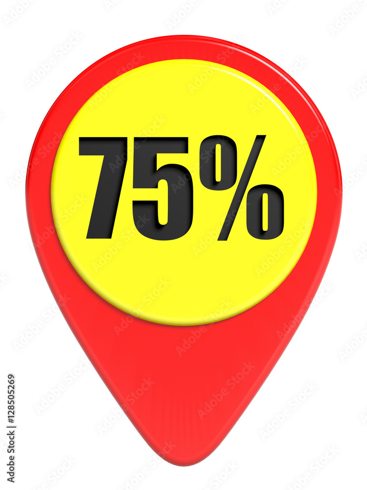 Discount 75 percent off. 3D illustration on white background. Discount 75 percent off. 3D illustration on white background.