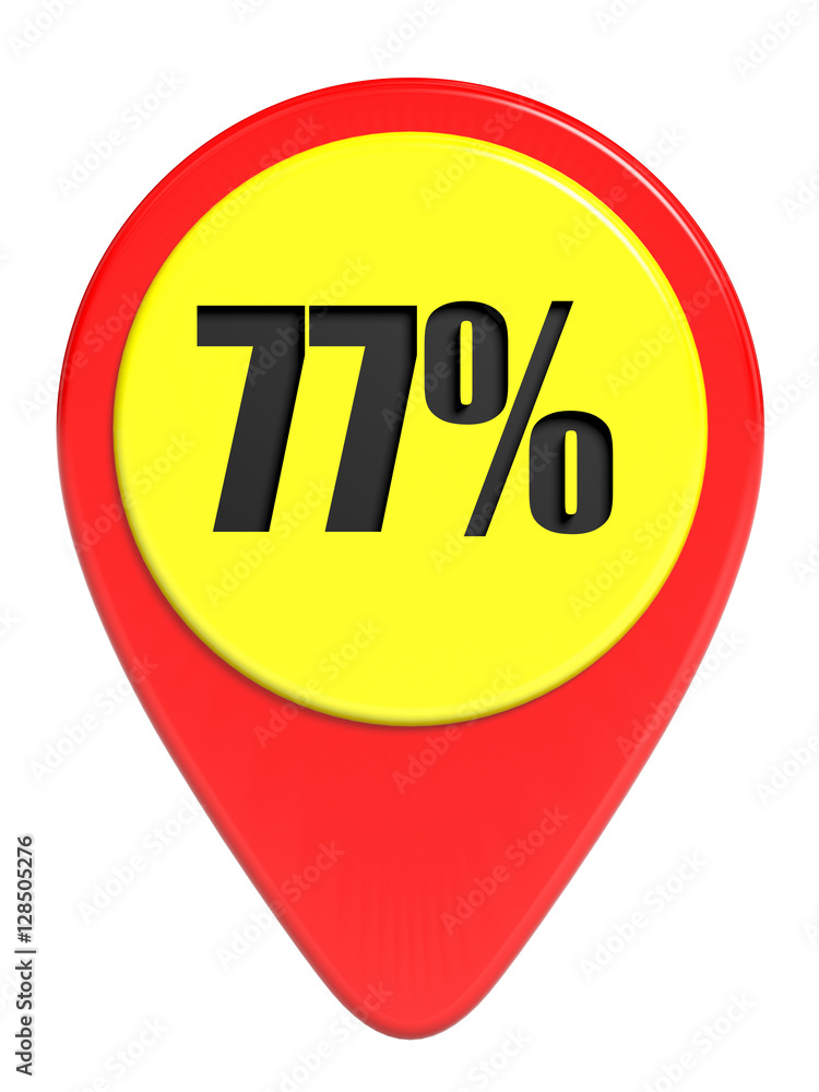 Discount 77 percent off. 3D illustration on white background. Discount 77 percent off. 3D illustration on white background.