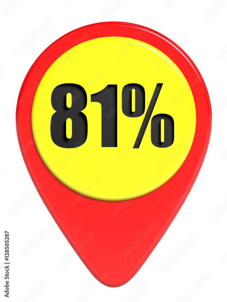 Discount 81 percent off. 3D illustration on white background.