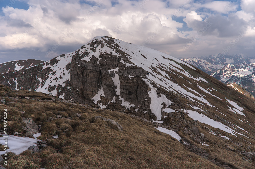 Beautiful scenery of the great mountain peak. Western Tatra moun