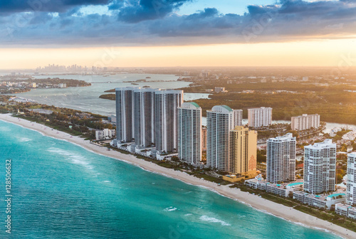Miami Beach skyscapers and downtown skyline on background © jovannig