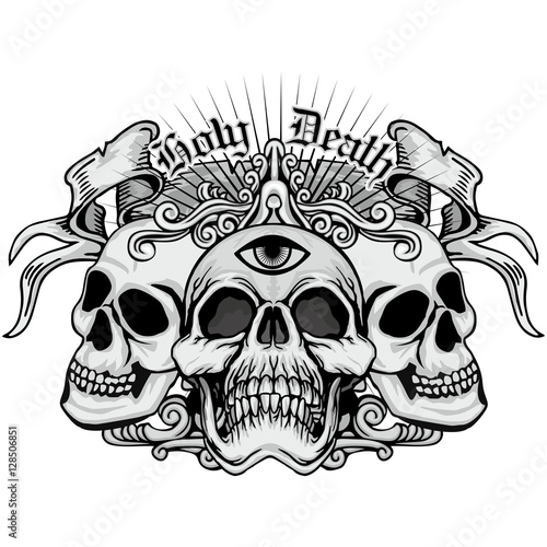grunge skull coat of arms
