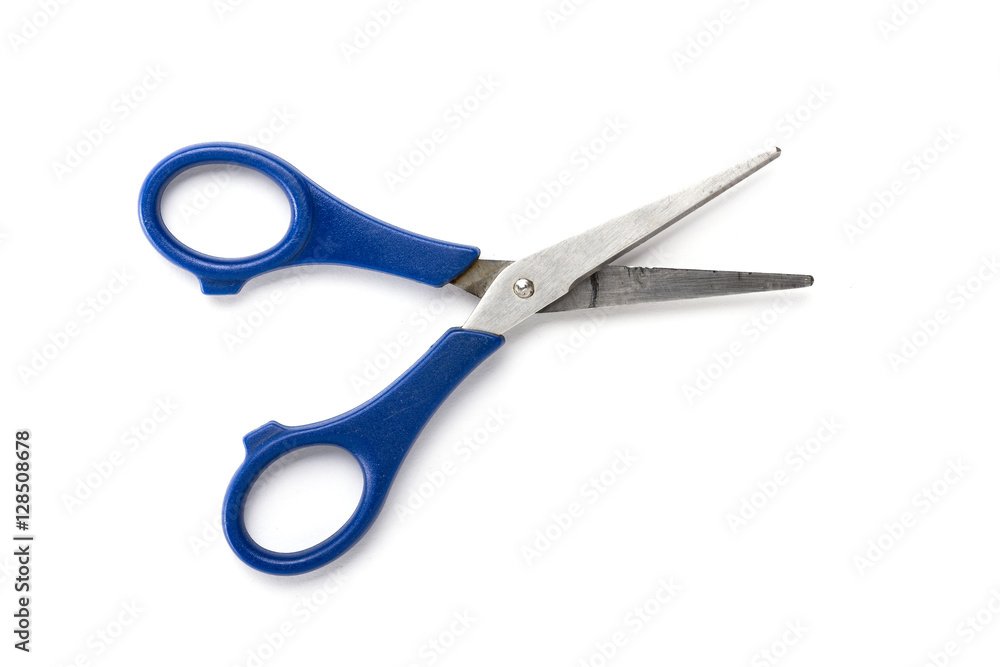 old used children scissors, isolated on white old used children scissors, isolated on white