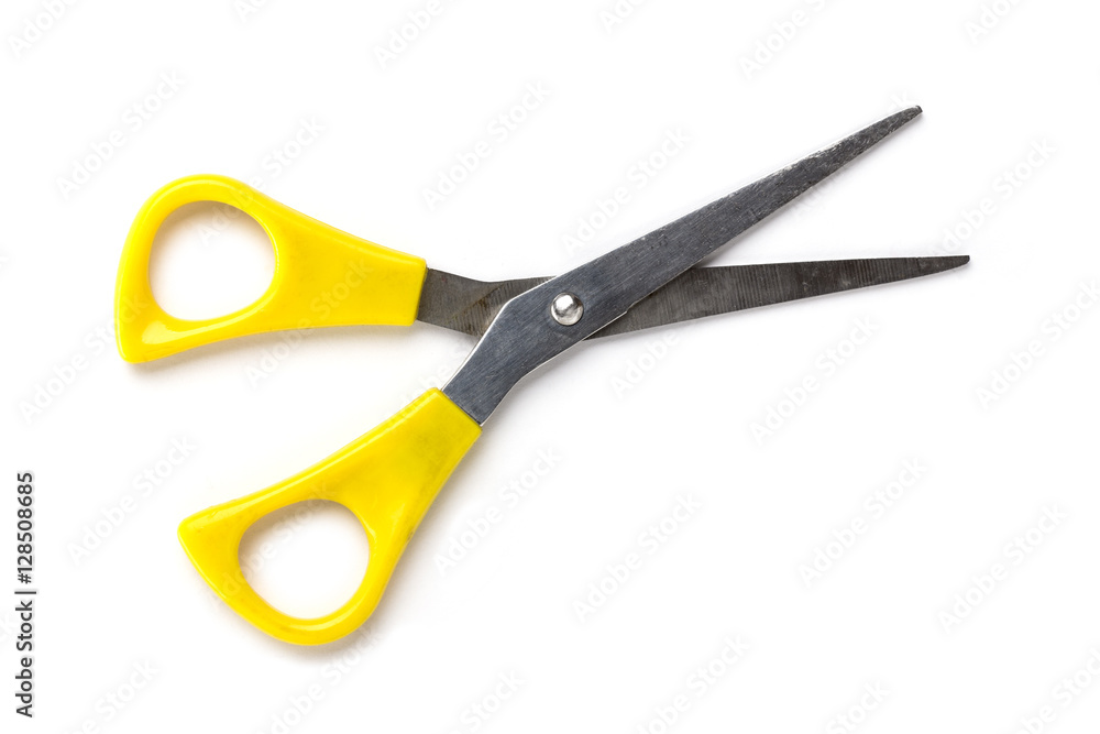old used children scissors, isolated on white old used children scissors, isolated on white