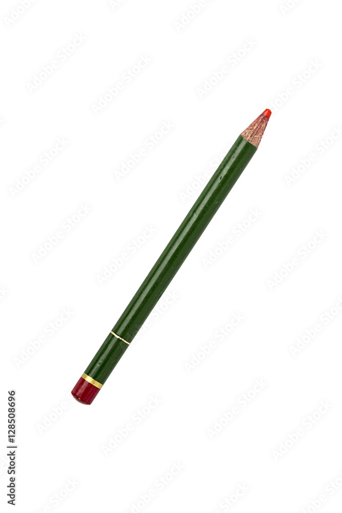 old red colored pencil, isolated on white old red colored pencil, isolated on white