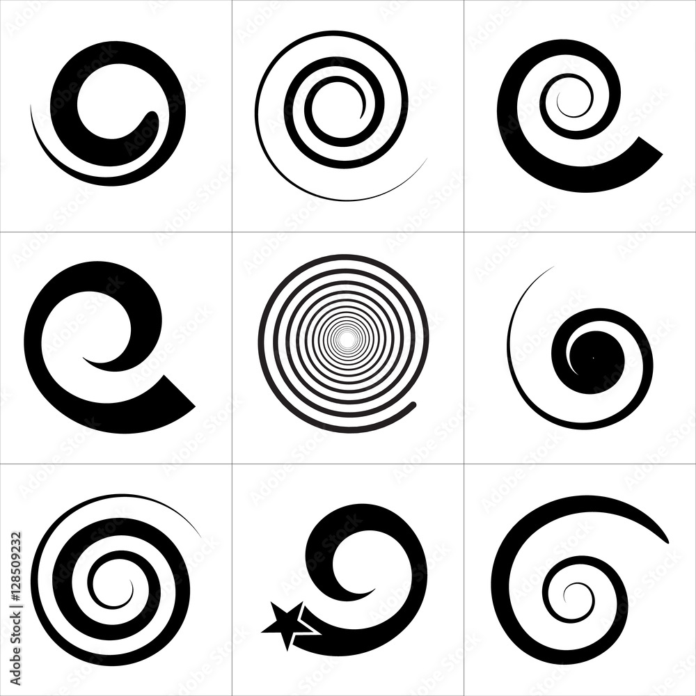 Collection of spiral vector elements. For your next projects Collection of spiral vector elements. For your next projects