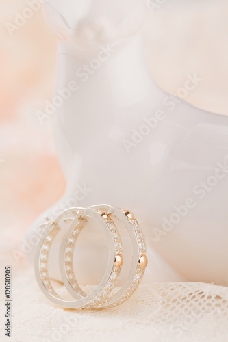 Fotografía Silver and gold hoop earrings with zirconium